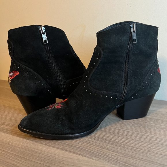 ASH Heidi suede embroidered ankle boots sz 37 - Picture 5 of 7